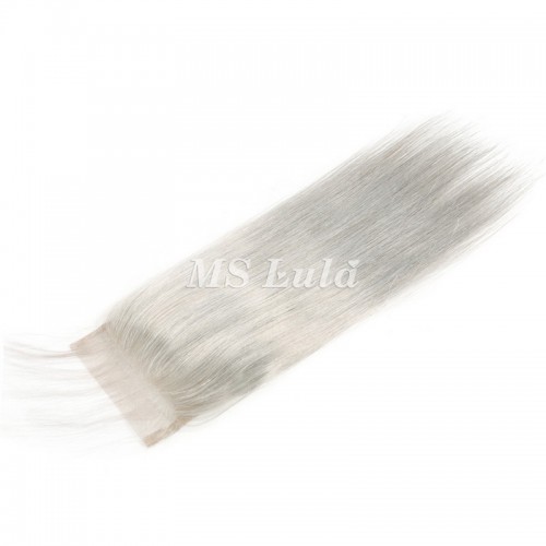 4X4 Silver Grey Virgin Hair Natural Straight Lace Closure | Human Hair Wig | Lace Front